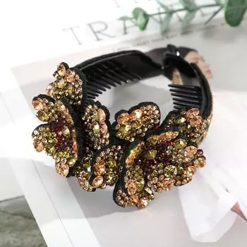 Новые заколки-крабы для волос в виде хвоста для женщин, блестящие, с кристаллами и стразами, для пучка волос, модные, в виде цветка, заколки для волос, клипсы, аксессуары для волос