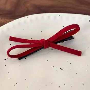 Новые замшевые красные заколки-бантики для волос, заколка для челки, повязка на голову для девочек, милая заколка для волос, детские милые заколки, женские модные аксессуары для волос