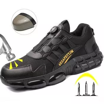 Новые защитные ботинки, мужские рабочие кроссовки, небьющиеся ботинки, защитные ботинки со стальным носком, рабочая защитная обувь с защитой от проколов 38 чёрный