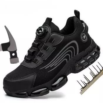 Новые защитные ботинки, мужские рабочие кроссовки, неразрушимая обувь, защитные ботинки со стальным носком, противоударная, противопрокольная рабочая защитная обувь 36 чёрный