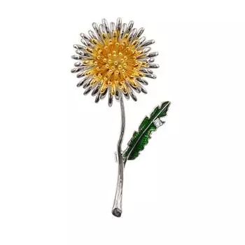 Новые зеленые листья, желтый цветок одуванчика, эмалированные броши, женские и мужские свадебные булавки с растениями, подарки на вечеринку, высокое качество