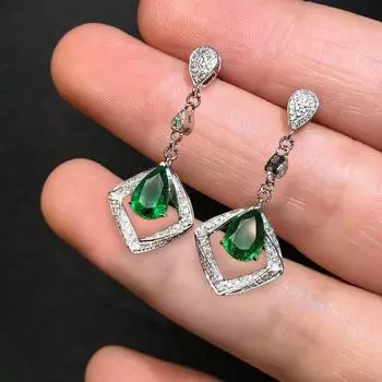 Новые зеленые висячие серьги с кубическим цирконием для женщин, серебряные модные роскошные свадебные серьги, эстетические украшения