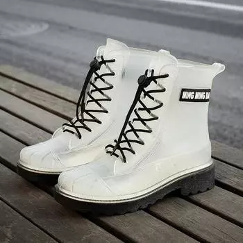 Новые желеобразные водонепроницаемые женские дождевые туфли с коротким голенищем, прозрачные, нескользящие, модные, корейская версия, для взрослых 36