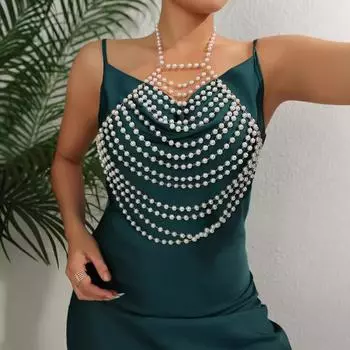 Новые жемчужные украшения на шею женские купальные костюмы для отдыха в стиле сексуальные подтяжки аксессуары сексуальная одежда one size fits all белый