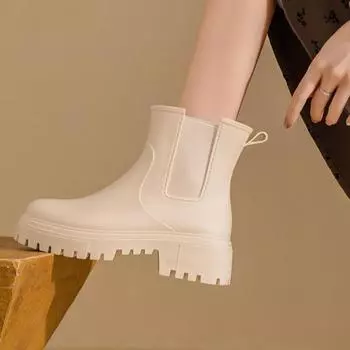 Новые женские эластичные резиновые сапоги средней высоты 36 чёрный