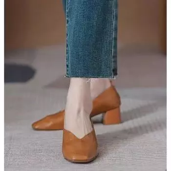 Новые женские элегантные летние повседневные туфли на плоской подошве с квадратным носком, женские туфли в стиле ретро на низком каблуке с мягкой подошвой 35