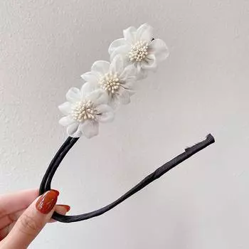 Новые женские элегантные шифоновые булочки с цветами и булочками Maruko, длинные инструменты для изготовления длинных инструментов, милая повязка на голову, модные аксессуары для волос