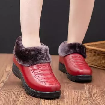 Новые женские бархатные толстые теплые повседневные туфли с низким берцем, нескользящие водонепроницаемые женские зимние ботинки 36 красный