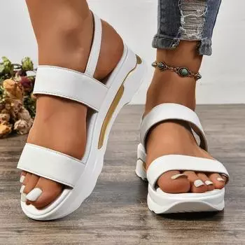 Новые женские босоножки на платформе для лета, туфли на танкетке, женские босоножки на платформе и каблуках, роскошные летние шлепанцы 36