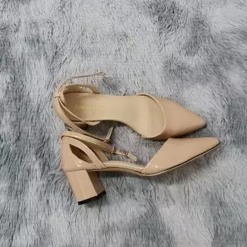 Новые женские босоножки сексуальные 5 см одинарные рабочие OL толстые высокие каблуки матовые сандалии с острым носком полые красные свадебные туфли 35 белый