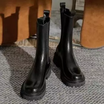 Новые женские ботинки челси до середины икры из теплого бархата с острым носком, женские ботинки с застежкой-бабочкой и высоким каблуком 35