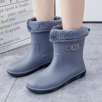 Новые женские ботинки Mid Drum Rain Shoes Outdoor Водонепроницаемые легкие сапоги для отдыха на природе Сапоги для дождя Рабочая обувь Новые бахилы с термоизоляцией 36 коричневый