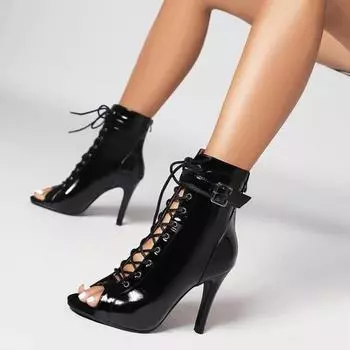 Новые женские ботинки, модные, универсальные, удобные, женские туфли, тонкие каблуки, весенние, сексуальные, высокого класса, ботильоны, ремешки, лаконичные, высокие каблуки, Botas 35 чёрный
