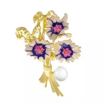Новые женские броши-цветы с эмалью