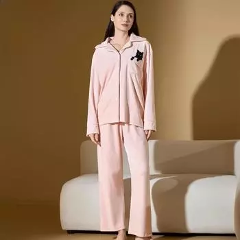 Новые женские брюки Island Velvet осень и зима с длинными рукавами, с принтом Love Plus Size, свободный мягкий домашний костюм M