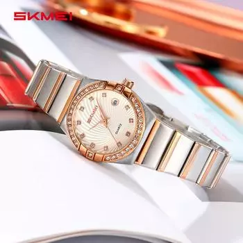 Новые женские часы кварцевые модные из нержавеющей стали золотые часы дата водонепроницаемые наручные часы женские часы Relogio Feminino серебряный/белый