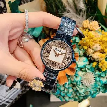 Новые женские часы, маленькие квадратные, темпераментные, стальной браслет, часы со стразами, кварцевые часы, водонепроницаемые часы