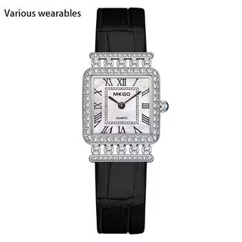 Новые женские часы с циферблатом из перламутра и квадратной римской шкалой, легкие роскошные ювелирные изделия, женские часы с бриллиантовым браслетом