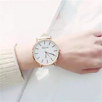 Новые женские часы с кожаной полоской, простые кварцевые часы с ремешком, повседневные часы для женщин, большой циферблат, деловые часы для пары, тонкие, студенческие, модные белый