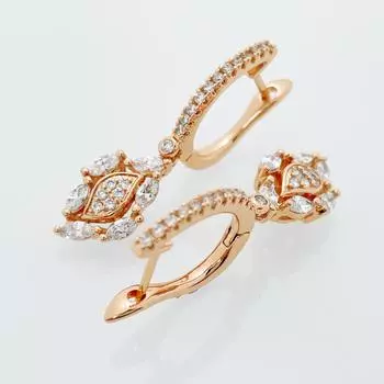 Новые женские длинные круглые серьги с конским глазом из белого натурального циркона, висячие серьги из розового золота 585 пробы, роскошные повседневные модные украшения