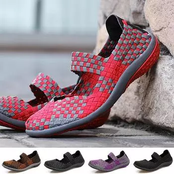 Новые женские дышащие кроссовки для фитнеса, мягкие тканые кроссовки для ходьбы, обувь для йоги 35 чёрный