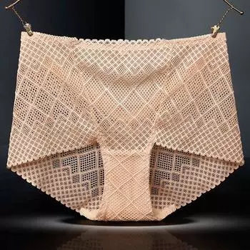 Новые женские дышащие трусики, сексуальные кружевные сетчатые полые шелковые трусики, хлопковые трусы для здоровья, качественные брюки для подтягивания ягодиц, большие размеры L зелёный