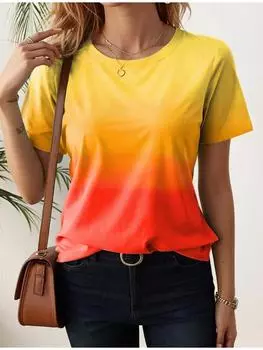 Новые женские футболки для женщин с 3D-градиентным принтом, повседневная уличная женская одежда, летняя футболка большого размера, модная женская одежда 2000 года S