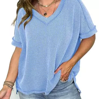 Новые женские футболки с V-образным вырезом и рукавами «летучая мышь», сращивающиеся по краям S