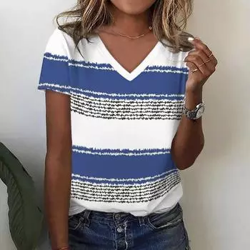 Новые женские футболки с забавным полосатым принтом, модные футболки с простым узором для женщин, летняя женская одежда для отдыха, уличная одежда S