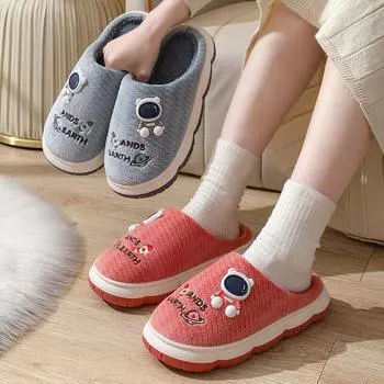 Новые женские хлопковые тапочки осенне-зимние модные теплые домашние нескользящие тапочки с толстой подошвой для мужчин 38-39 бордовый