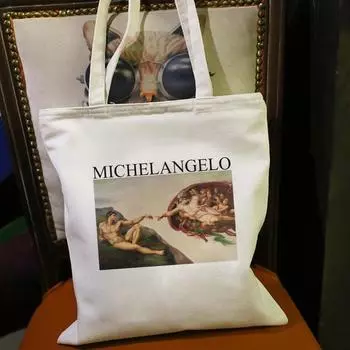 Новые женские холщовые сумки на плечо с принтом Michelangelo Sistin, ретро рюкзак в стиле Харадзюку, модная сумка высокого качества, кошелек, женская сумка 24*26cm