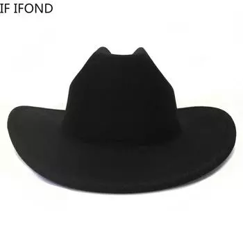 Новые женские и мужские ковбойские шляпы из искусственной шерсти в стиле вестерн, зима-осень, джентльменские джазовые шляпы-ковбойские шляпы-клош, кепки-сомбреро 56-58CM