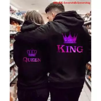 Новые женские и мужские толстовки с капюшоном King Queen Printed Sweatshirt Lovers Couples Hoodie Fashion Hooded Sweatshirt Matching Casual Pullovers Sports Suits S
