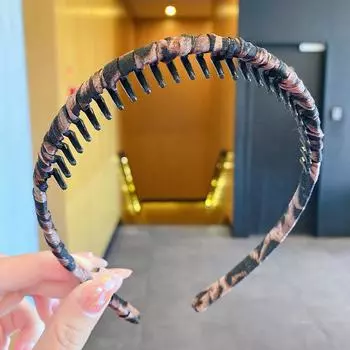 Новые Женские Элегантные Принты Леопардовые Зубчатые Винтажные Повязки для Волос Челка Пушащиеся Волосы Финишная Отделка Умывание Повязка на Голову Модные Аксессуары для Волос