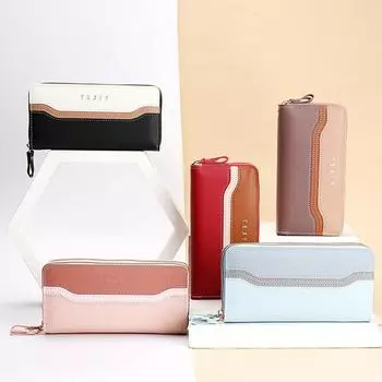 Новые женские кошельки. Длинный кошелек для девочек с большой вместимостью. Двойные женские кошельки. чёрный