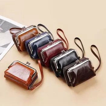 Новые женские кошельки из искусственной кожи, женские короткие кошельки для монет с застежкой, женские портативные сумки для денег, держатели для карт большой емкости, клатч красный