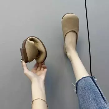 Новые женские кожаные мокасины без застежек, женские повседневные туфли с круглым носком, симпатичные туфли на плоской подошве, кроссовки, весенне-осенняя модная обувь для медсестер, балетки 35 бежевый