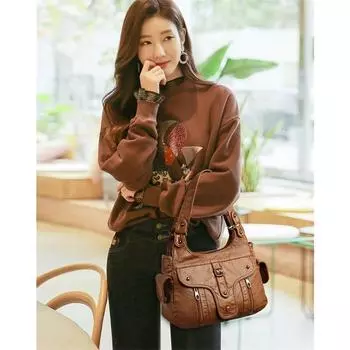 Новые женские кожаные роскошные сумки, мягкие, большой емкости, повседневные сумки-тоут, высококачественные женские кожаные сумки через плечо, женские сумки чёрный