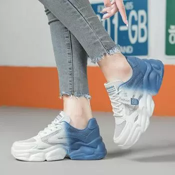 Новые женские кроссовки дышащие полые летние повседневные туфли на платформе 34 синий