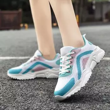 Новые женские кроссовки Flyknit, модная спортивная и спортивная обувь, сетчатые дышащие нескользящие кроссовки для бега 35 розовый зеленый