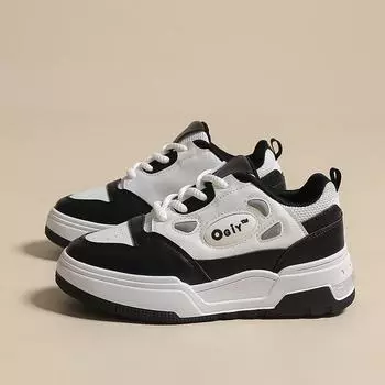 Новые женские кроссовки из искусственной кожи, уличные противоскользящие дышащие спортивные кроссовки на толстой подошве, спортивная обувь на шнуровке для женщин 35