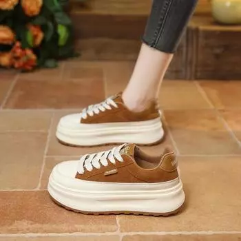 Новые женские кроссовки из микрофибры ROME со скрытым каблуком и массивными ботильонами, дышащие ботинки в стиле мотоциклетной обуви с круглым носком на весну и осень 35