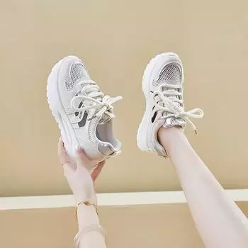 Новые женские кроссовки, летняя модная женская сетчатая обувь, маленькая белая платформа, дышащая плоская повседневная спортивная обувь 35