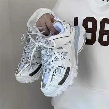 Новые женские кроссовки, модная осенняя женская повседневная обувь, дышащая женская обувь на платформе для папы, кроссовки в студенческом стиле 36 белый