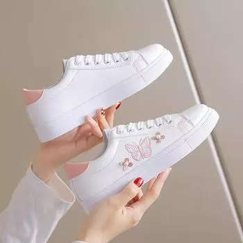 Новые женские кроссовки на плоской подошве с вышивкой бабочки, женская уличная вулканизированная обувь для бега, дышащая женская обувь, Zapatos Mujer 35