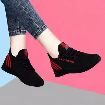 Новые женские кроссовки на шнуровке, женские повседневные кроссовки на платформе с дышащей сеткой, модные женские мягкие удобные кроссовки Tenis Feminino 36 красный