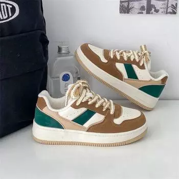 Новые женские кроссовки в стиле ретро, обувь для скейтборда, модная зимняя спортивная обувь смешанного цвета, студенческая повседневная обувь для занятий спортом на открытом воздухе 35 бежевый