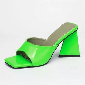 Новые женские летние цветные тапочки с толстым квадратным каблуком CandyWomen, кожаные, яркие, роскошные, брендовые, для отдыха на природе 37