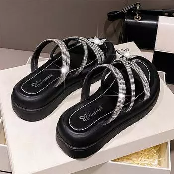 Новые женские летние сандалии со стразами 35 чёрный