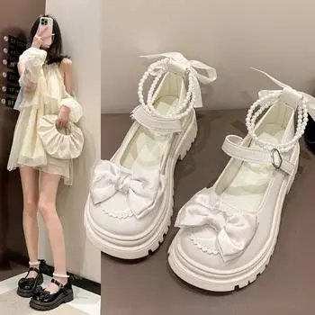 Новые женские лоферы на массивном каблуке с французским жемчугом и бабочкой 35